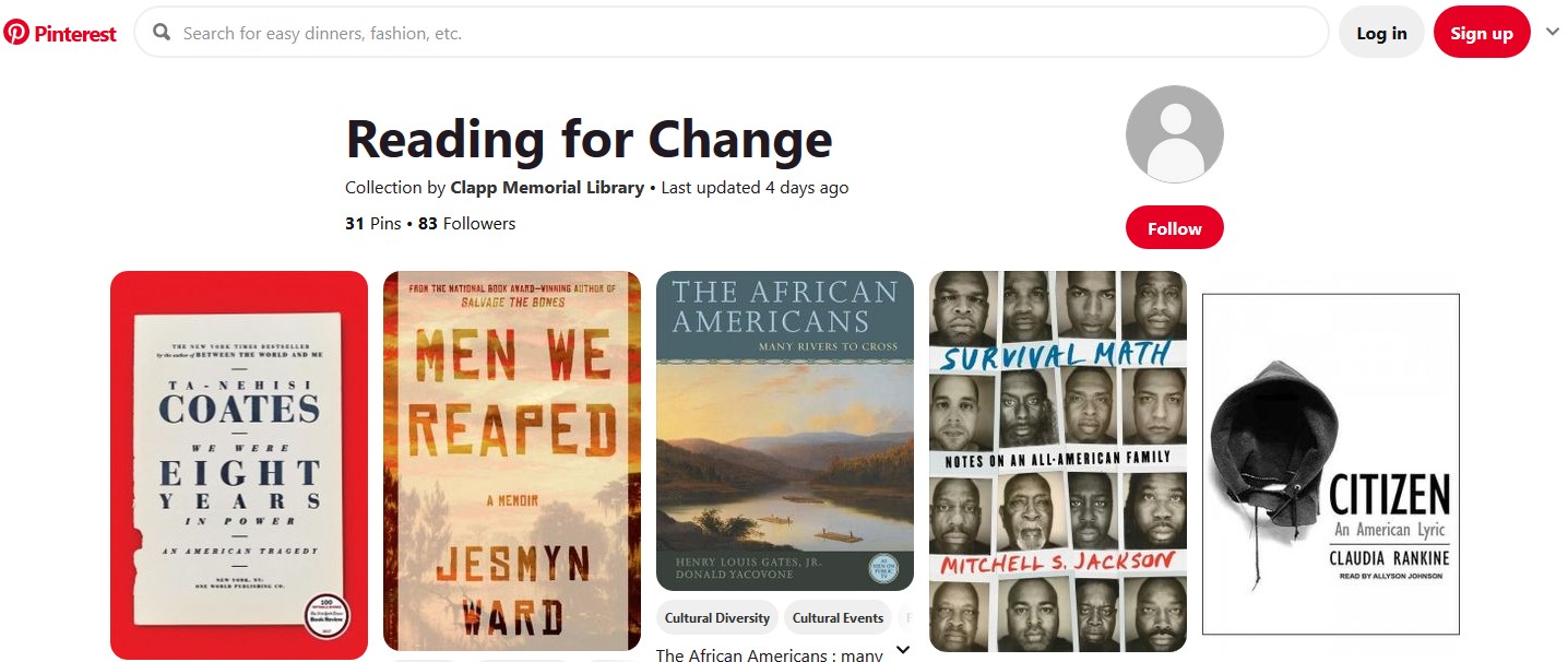 img: preview of book list and the title "reading for change"