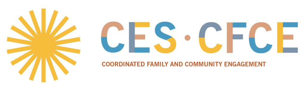 a yellow sun next to "CES CFCE.  Coordinated Family and Community Engagement"