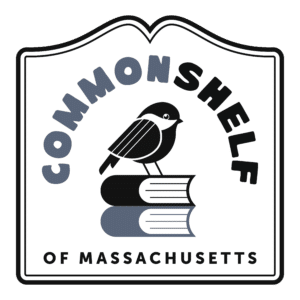 CommonShelf of Massachusetts logo: a chickadee perched on two books