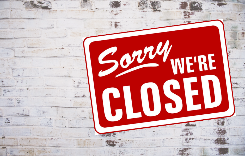 [img] red sign with white letters saying "sorry we're closed"
