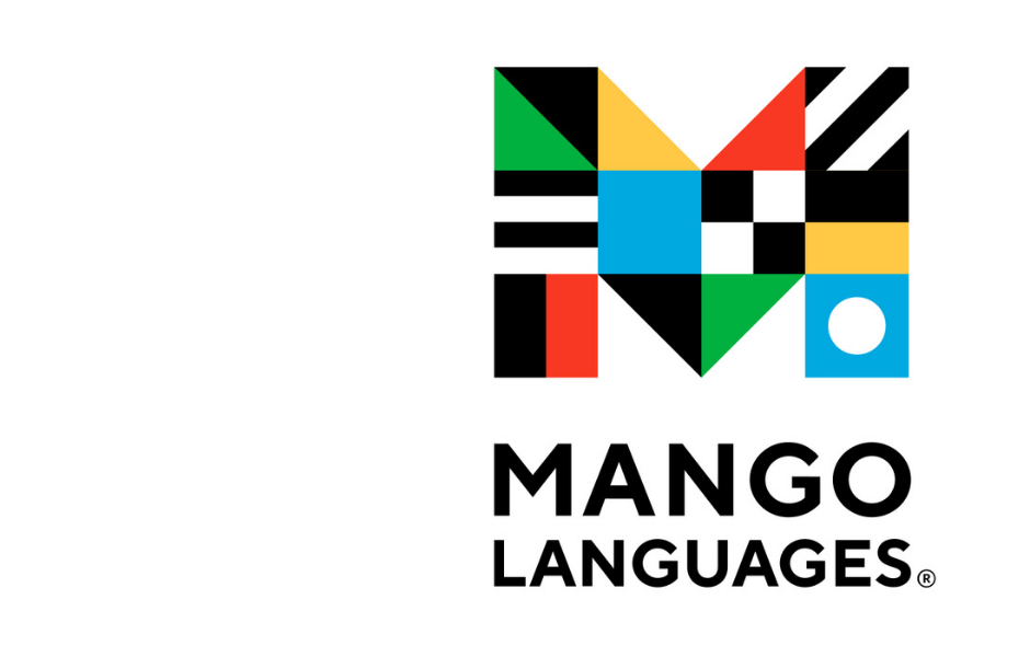 image: a M made of blocks of color, and the words "mango languages"